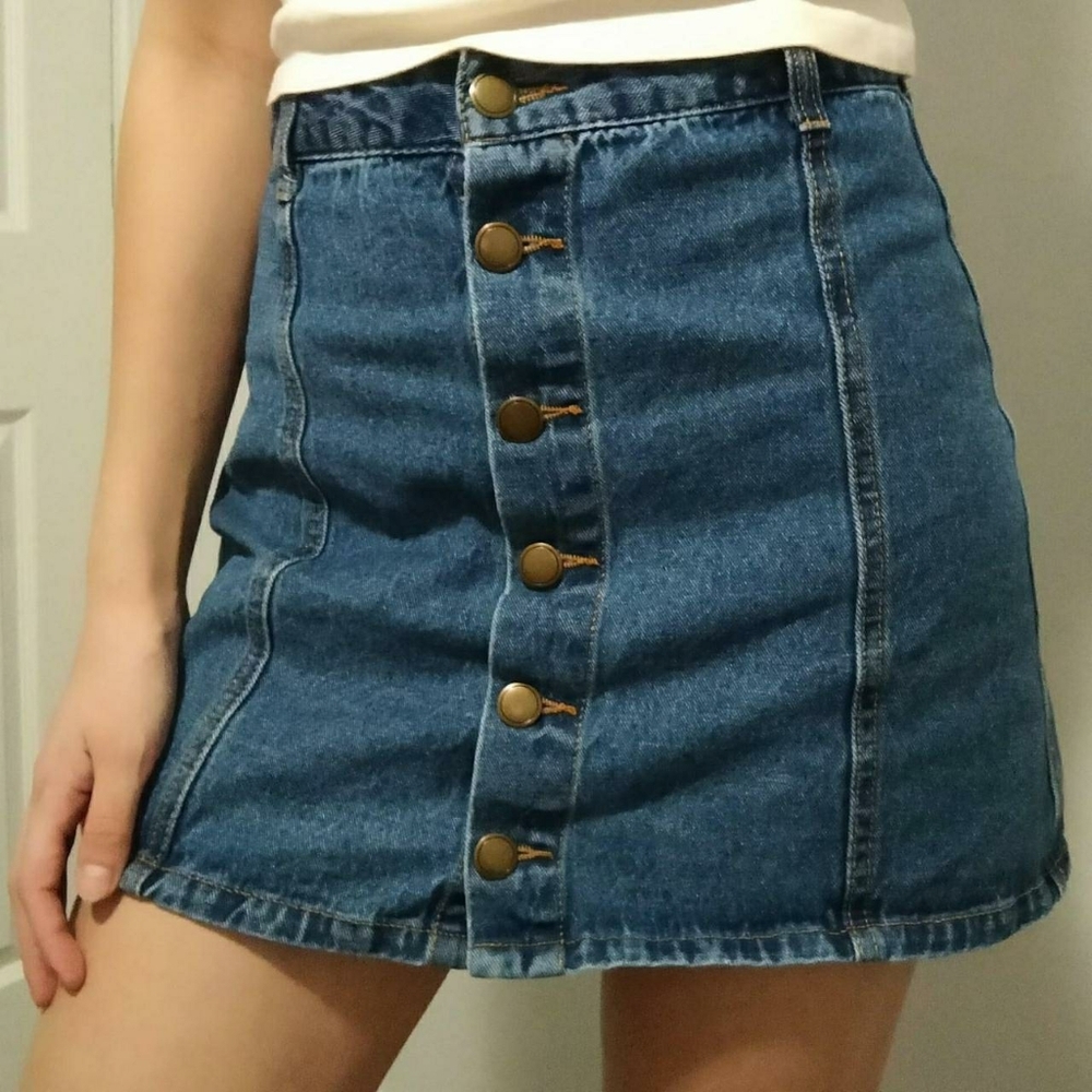 Leighton Blue Denim Button-Front Skirt